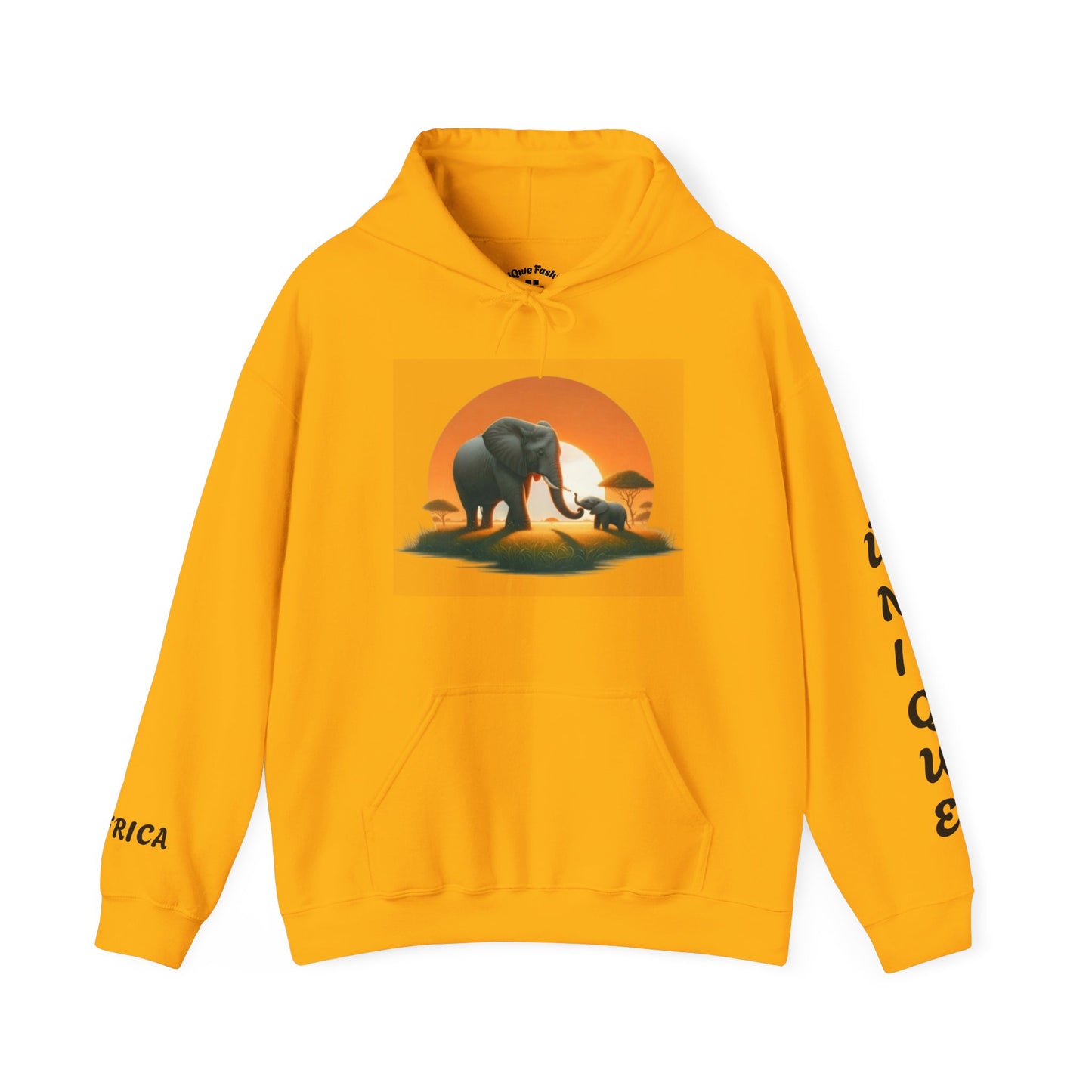 African Elephant Sunset Unisex Hoodie, Comfortable Sweatshirt, Unique Gift for Nature Lovers, Cozy Layering Piece, Travel Apparel
