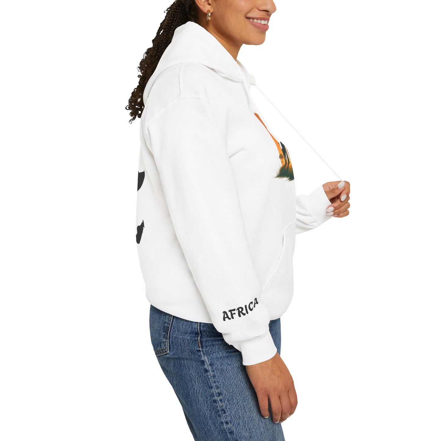 African Elephant Sunset Unisex Hoodie, Comfortable Sweatshirt, Unique Gift for Nature Lovers, Cozy Layering Piece, Travel Apparel