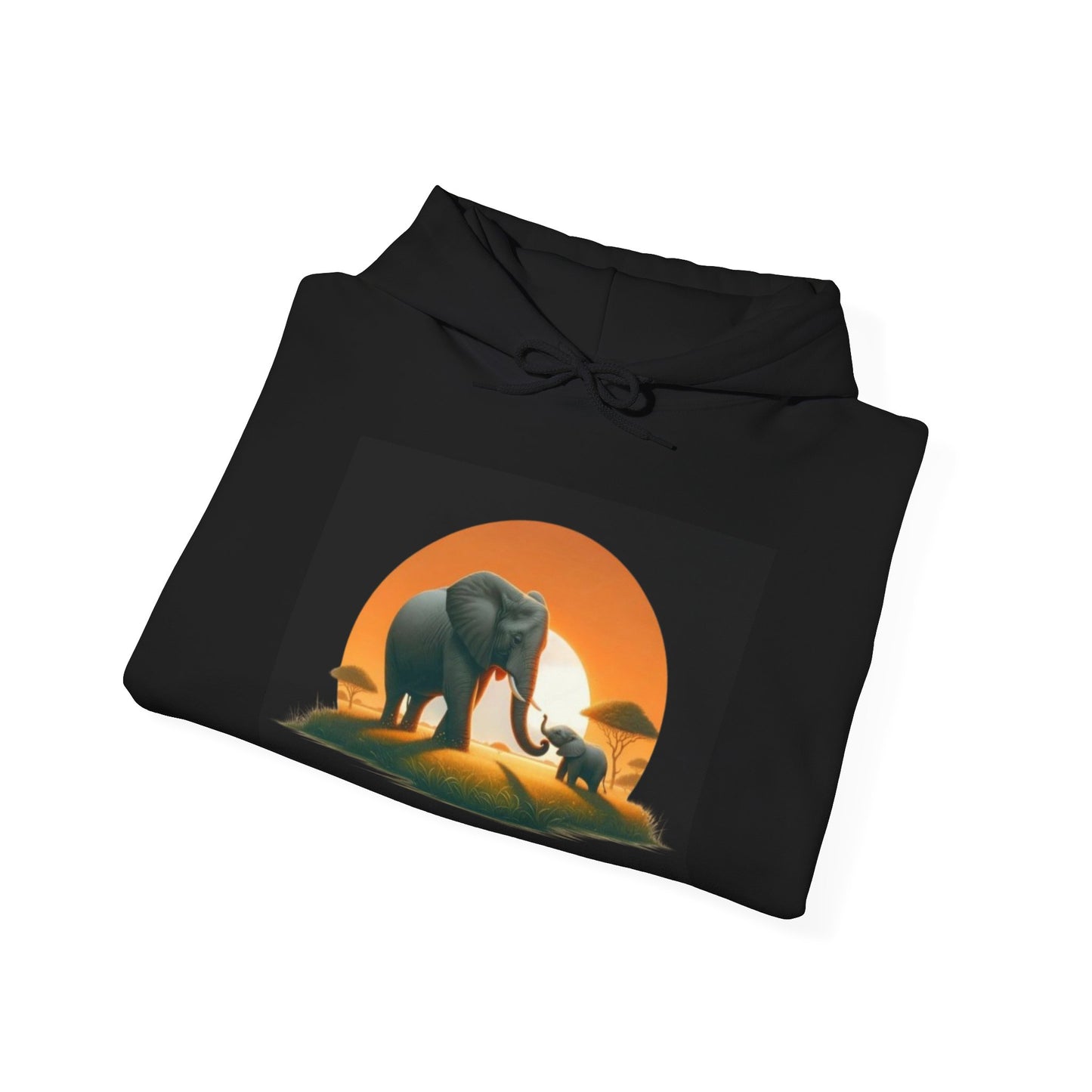 African Elephant Sunset Unisex Hoodie, Comfortable Sweatshirt, Unique Gift for Nature Lovers, Cozy Layering Piece, Travel Apparel