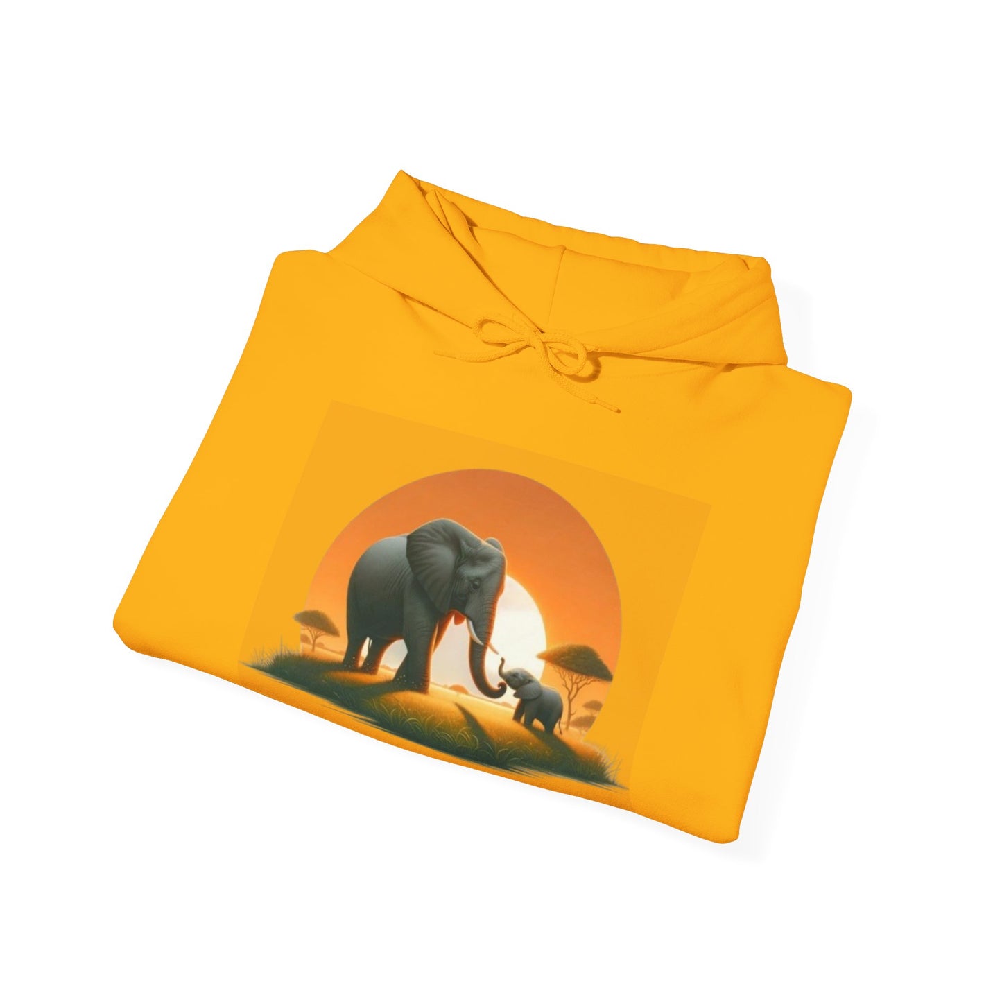 African Elephant Sunset Unisex Hoodie, Comfortable Sweatshirt, Unique Gift for Nature Lovers, Cozy Layering Piece, Travel Apparel