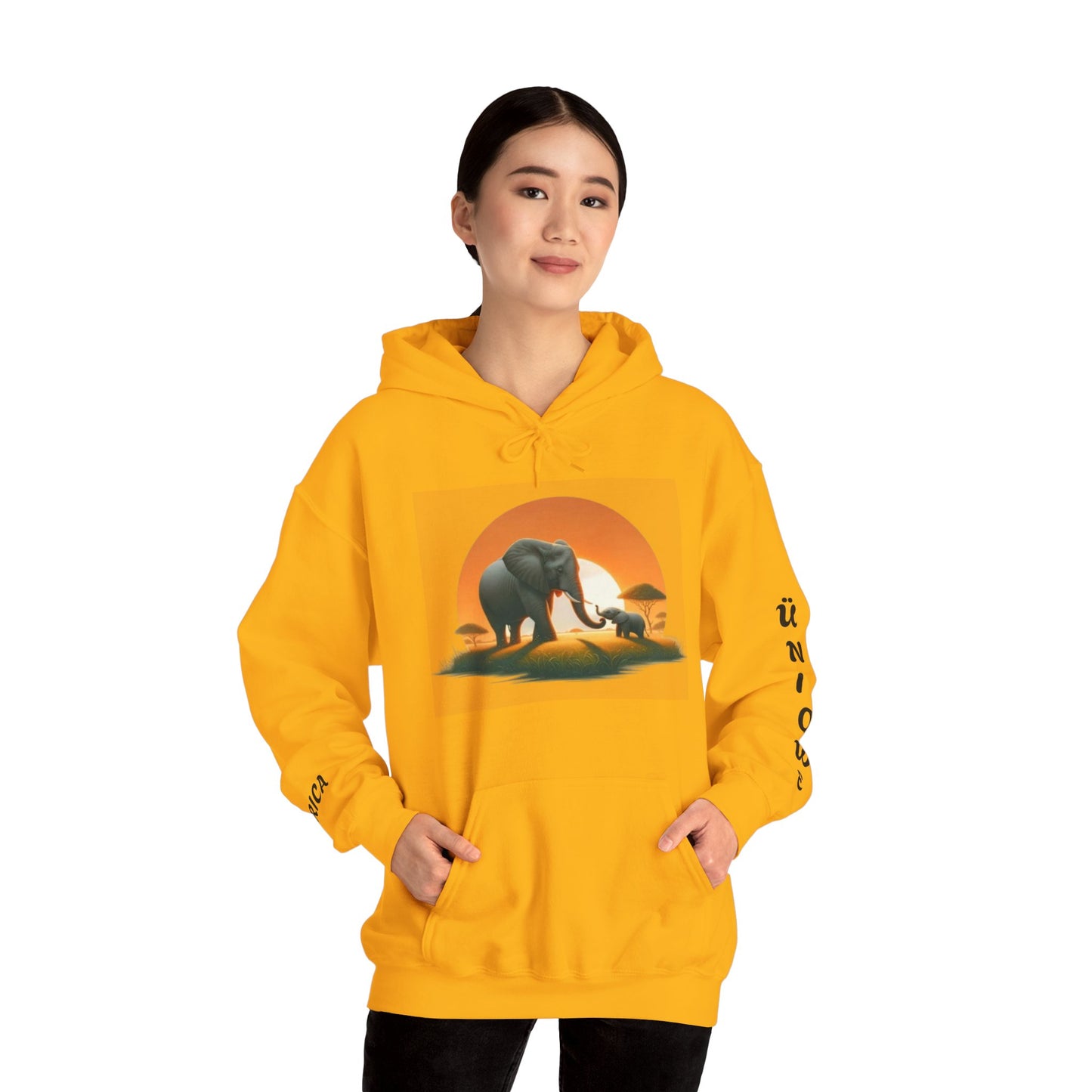 African Elephant Sunset Unisex Hoodie, Comfortable Sweatshirt, Unique Gift for Nature Lovers, Cozy Layering Piece, Travel Apparel