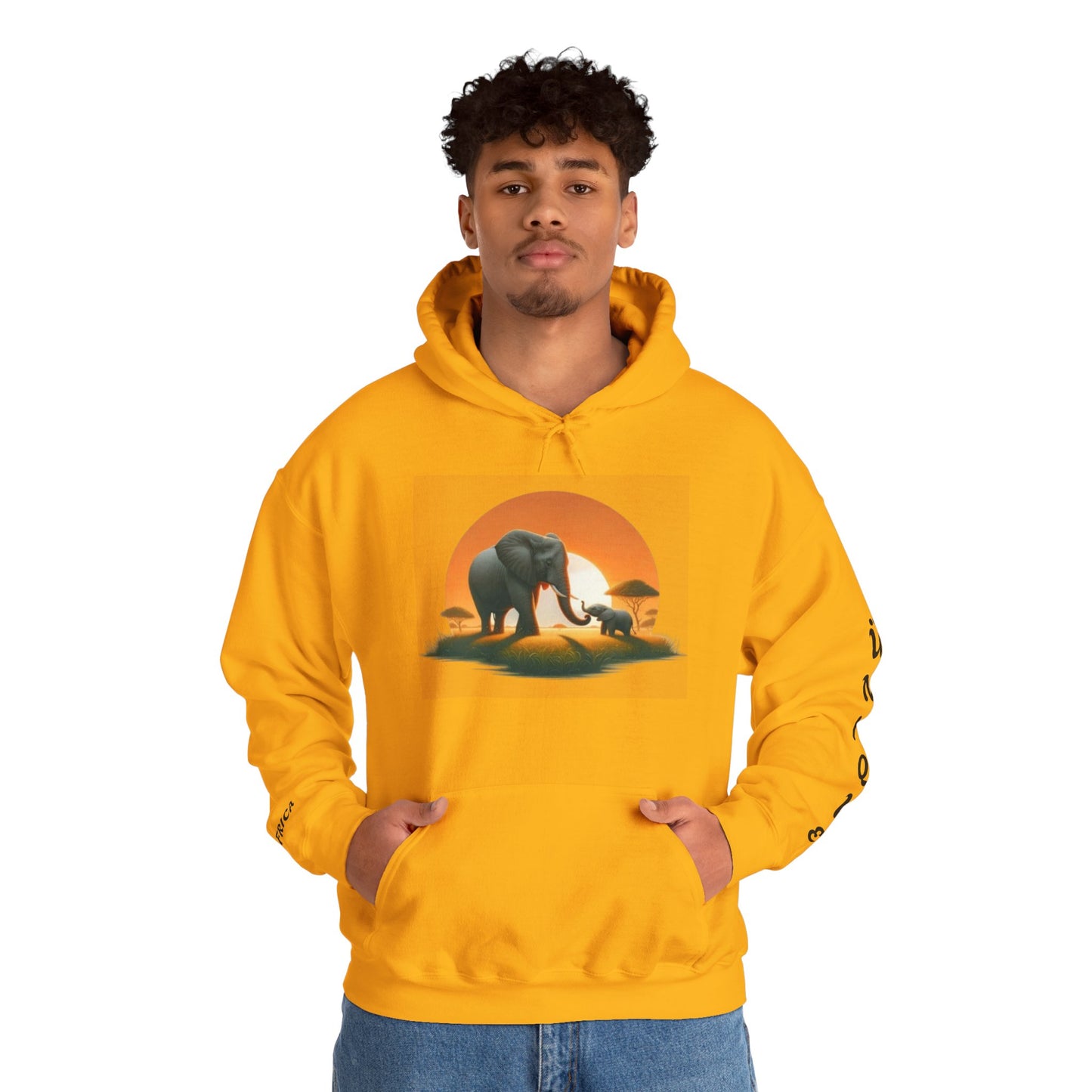 African Elephant Sunset Unisex Hoodie, Comfortable Sweatshirt, Unique Gift for Nature Lovers, Cozy Layering Piece, Travel Apparel