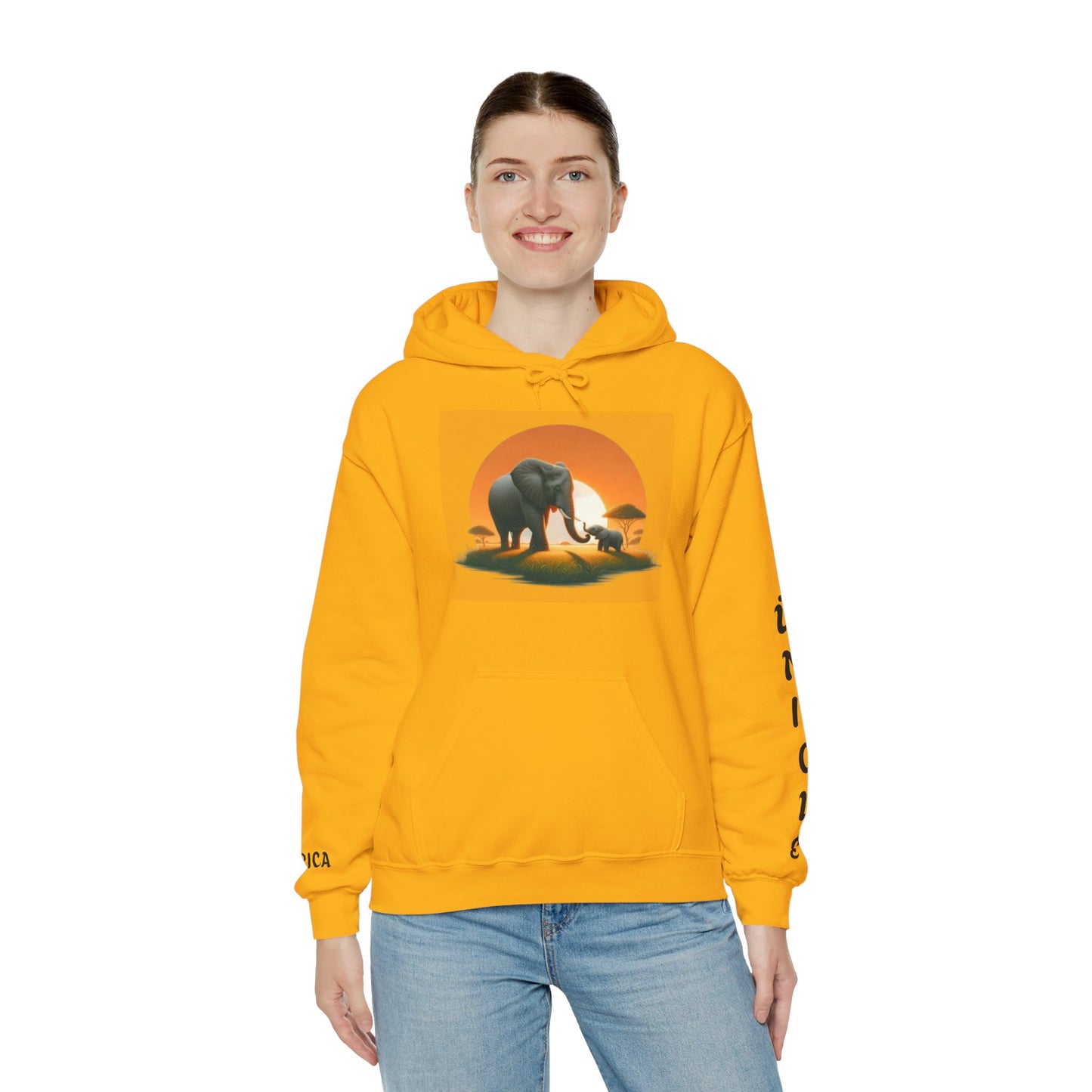 African Elephant Sunset Unisex Hoodie, Comfortable Sweatshirt, Unique Gift for Nature Lovers, Cozy Layering Piece, Travel Apparel