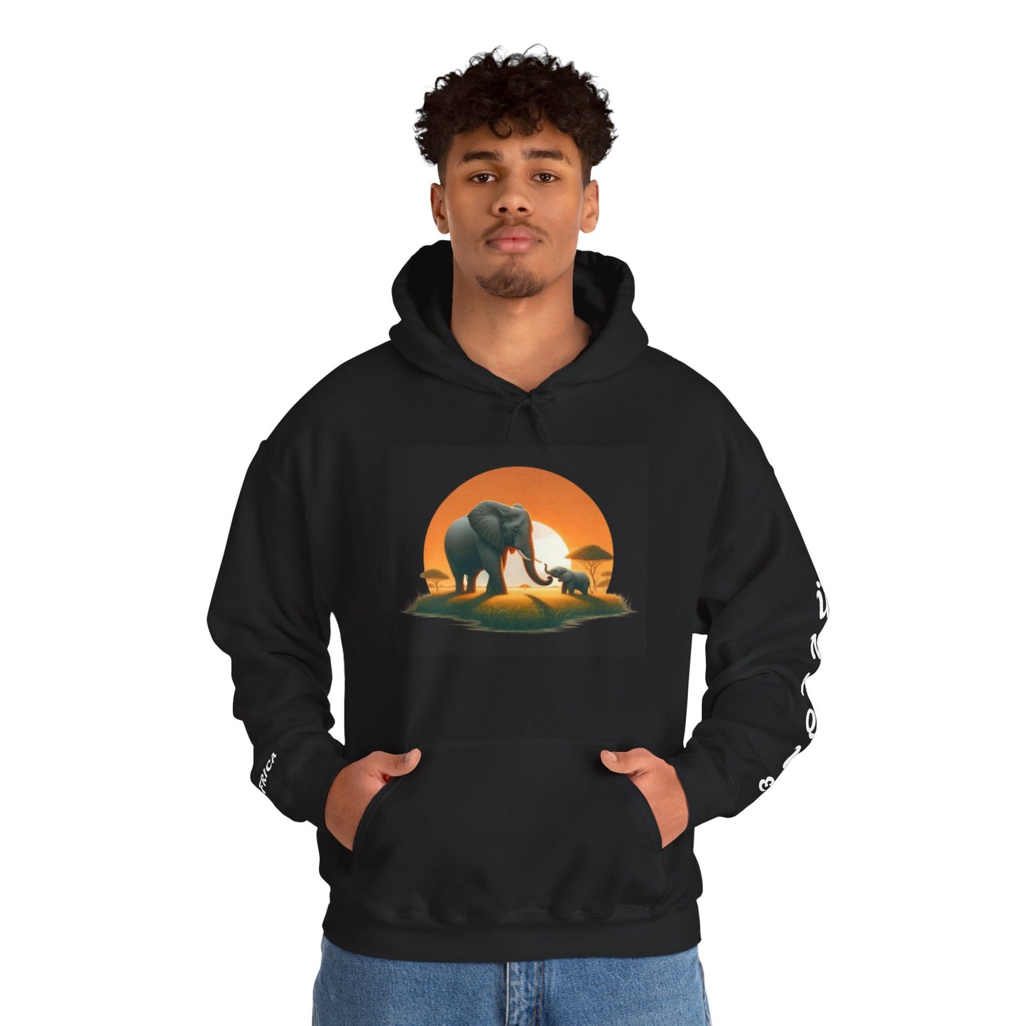 African Elephant Sunset Unisex Hoodie, Comfortable Sweatshirt, Unique Gift for Nature Lovers, Cozy Layering Piece, Travel Apparel