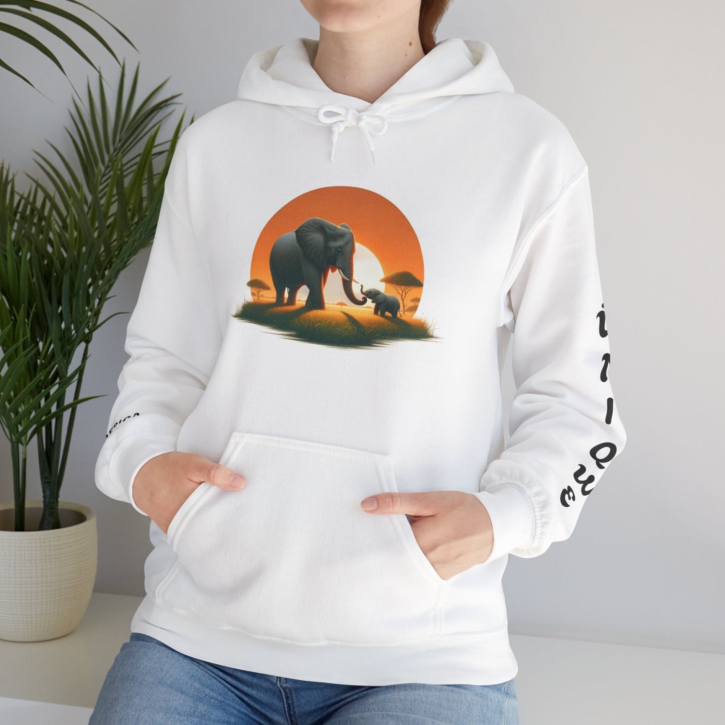 African Elephant Sunset Unisex Hoodie, Comfortable Sweatshirt, Unique Gift for Nature Lovers, Cozy Layering Piece, Travel Apparel