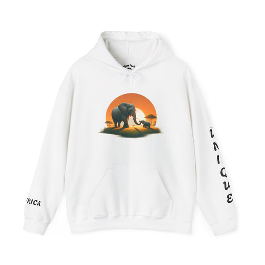 African Elephant Sunset Unisex Hoodie, Comfortable Sweatshirt, Unique Gift for Nature Lovers, Cozy Layering Piece, Travel Apparel