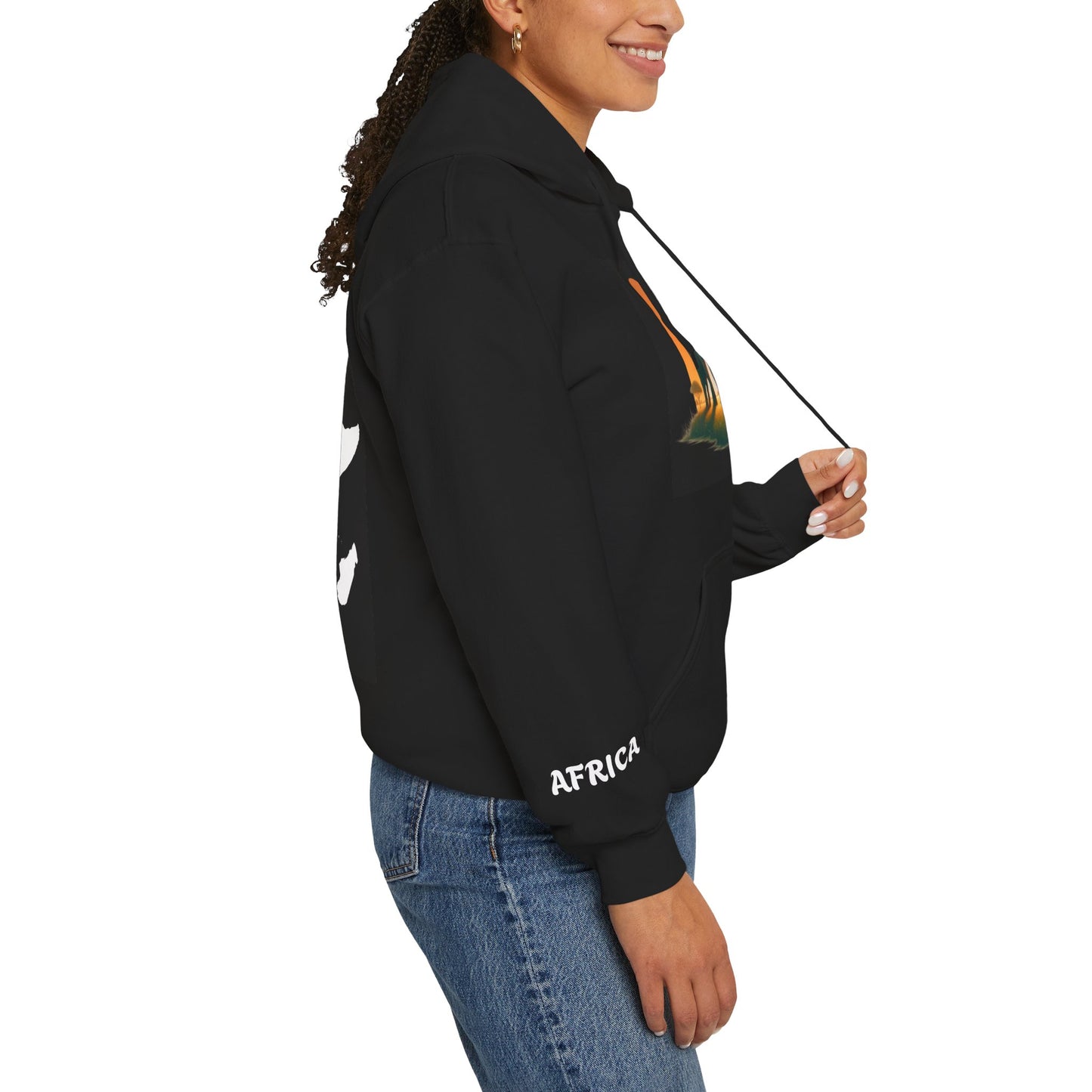 African Elephant Sunset Unisex Hoodie, Comfortable Sweatshirt, Unique Gift for Nature Lovers, Cozy Layering Piece, Travel Apparel