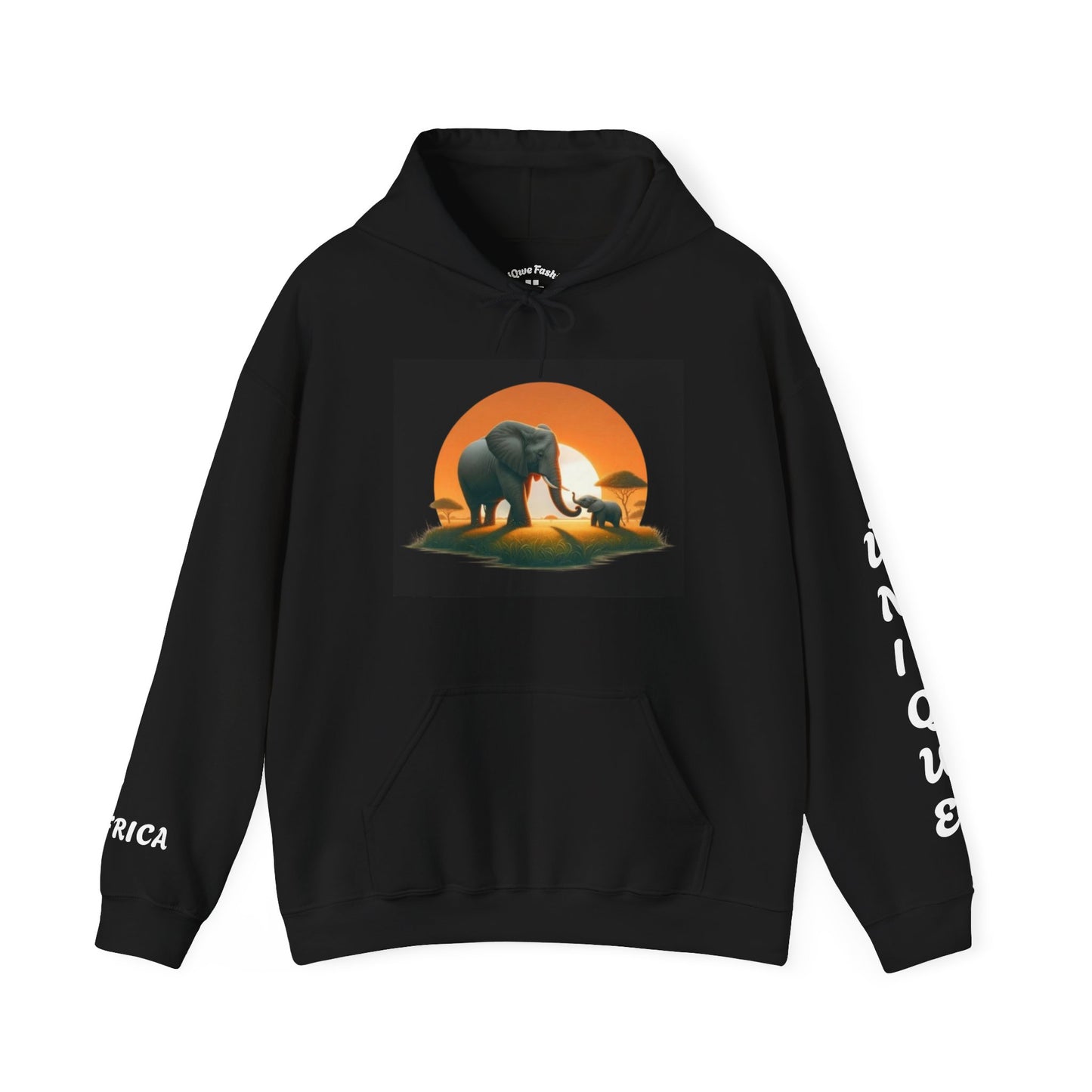 African Elephant Sunset Unisex Hoodie, Comfortable Sweatshirt, Unique Gift for Nature Lovers, Cozy Layering Piece, Travel Apparel